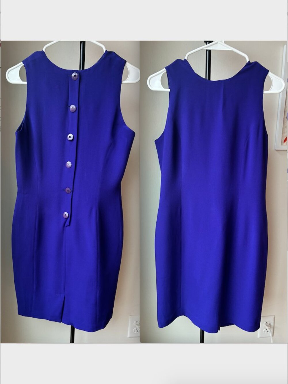 Pat Argenti Vintage Silk Purple-Blue Jewel Tone Sleeveless Dress - Size 6P